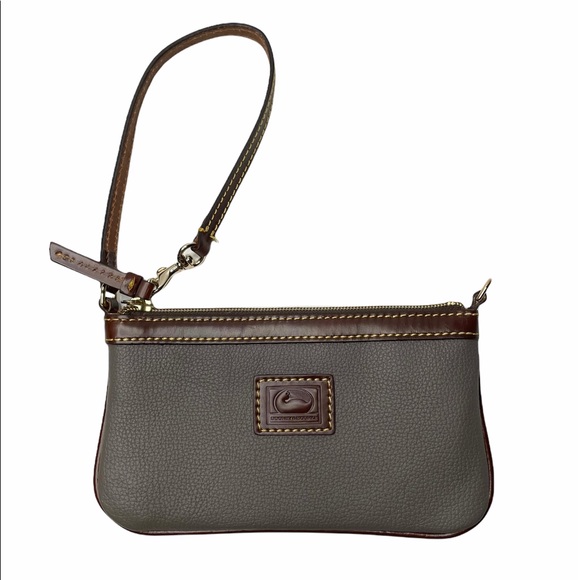 Dooney & Bourke | Belvedere Large Slim Leather Wristlet In Taupe - Picture 1 of 10